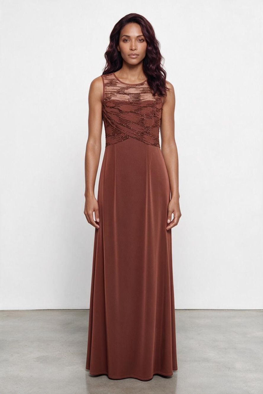 Donna Gray Sleeveless Embellished Evening Gown with Matching Shawl